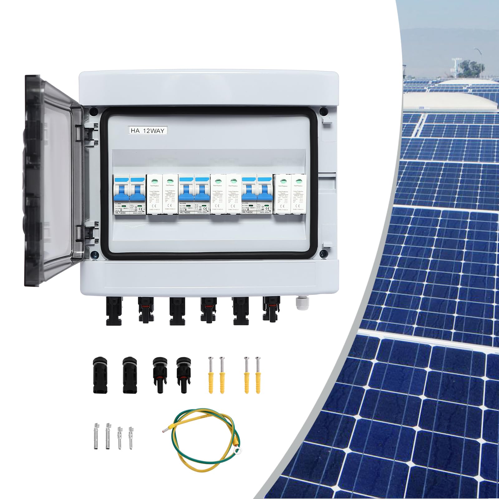 Überspannungsschutz PV, 1000V 40A DC Trennschalter Blitzschutz, 3 String 3 In 3 Out mit IP65,Boîte Photovoltaïque,Photovoltaik DC Leitungsschutzschalter,Solar Anschlusskasten für PV Anlage Komplettset