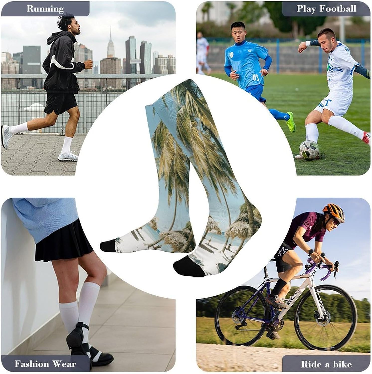 Palm Trees on The Beach Knee High Soccer Socks Moisture Wicking