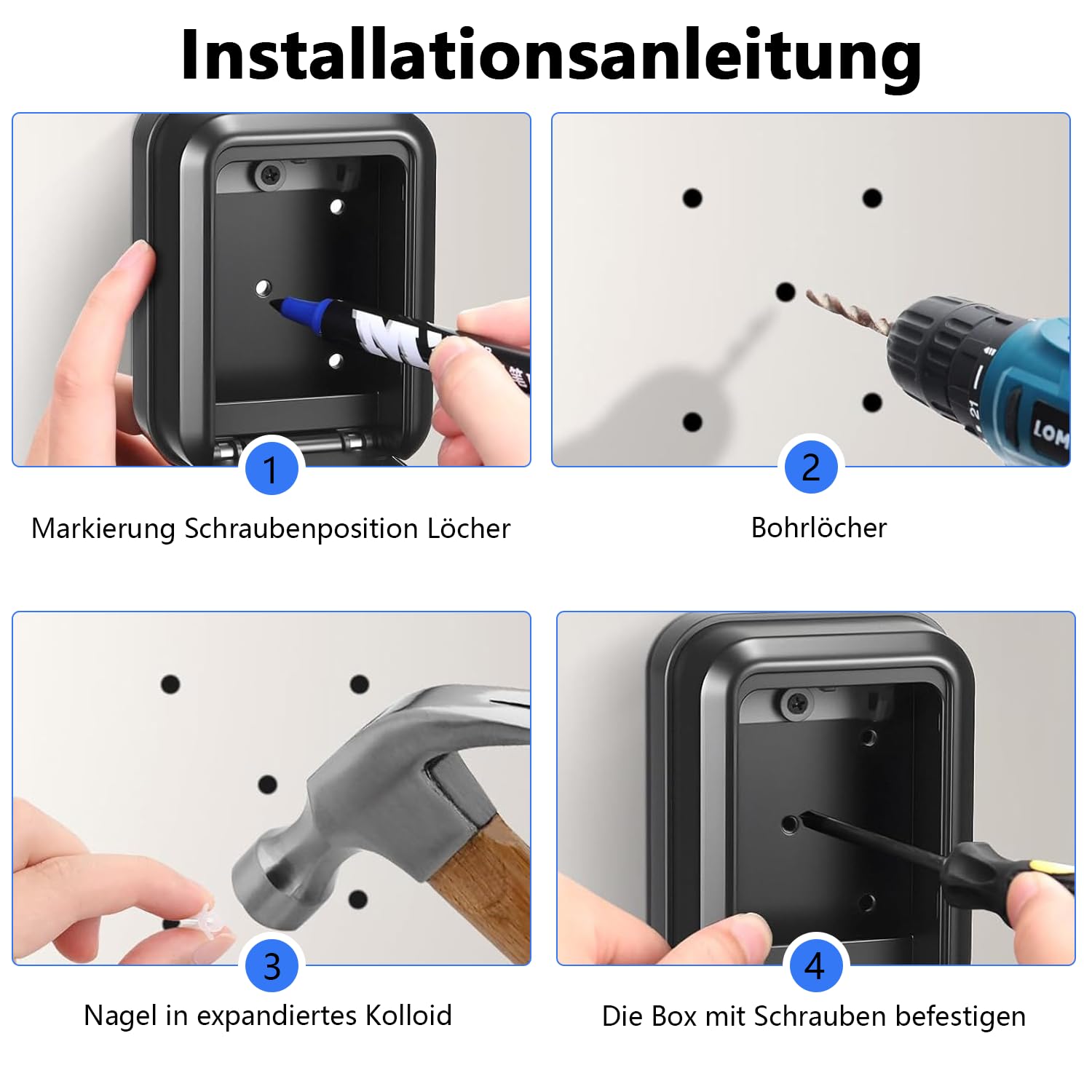 Cassetta portachiavi intelligente, elettronica con codice numerico esterno, Bluetooth a parete con numeri a 6 cifre, impermeabile, cassaforte per casa, garage, appartamento, vacanze