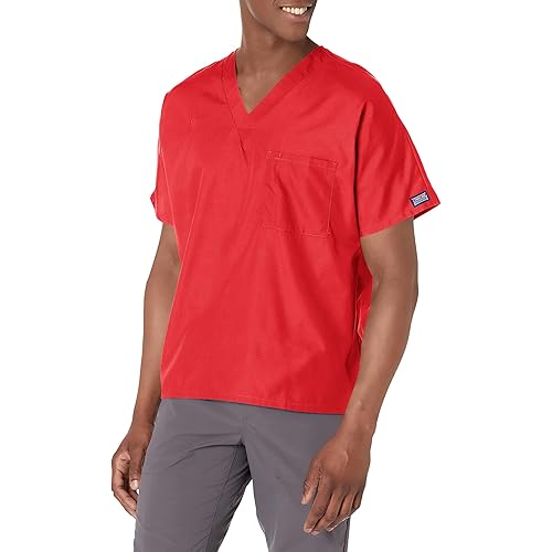 Cherokee Scrubs for Women and Men Unisex V-Neck Tunic Nursing Scrub Top with Chest Pocket, Tuckable Durable Fabric – 4777