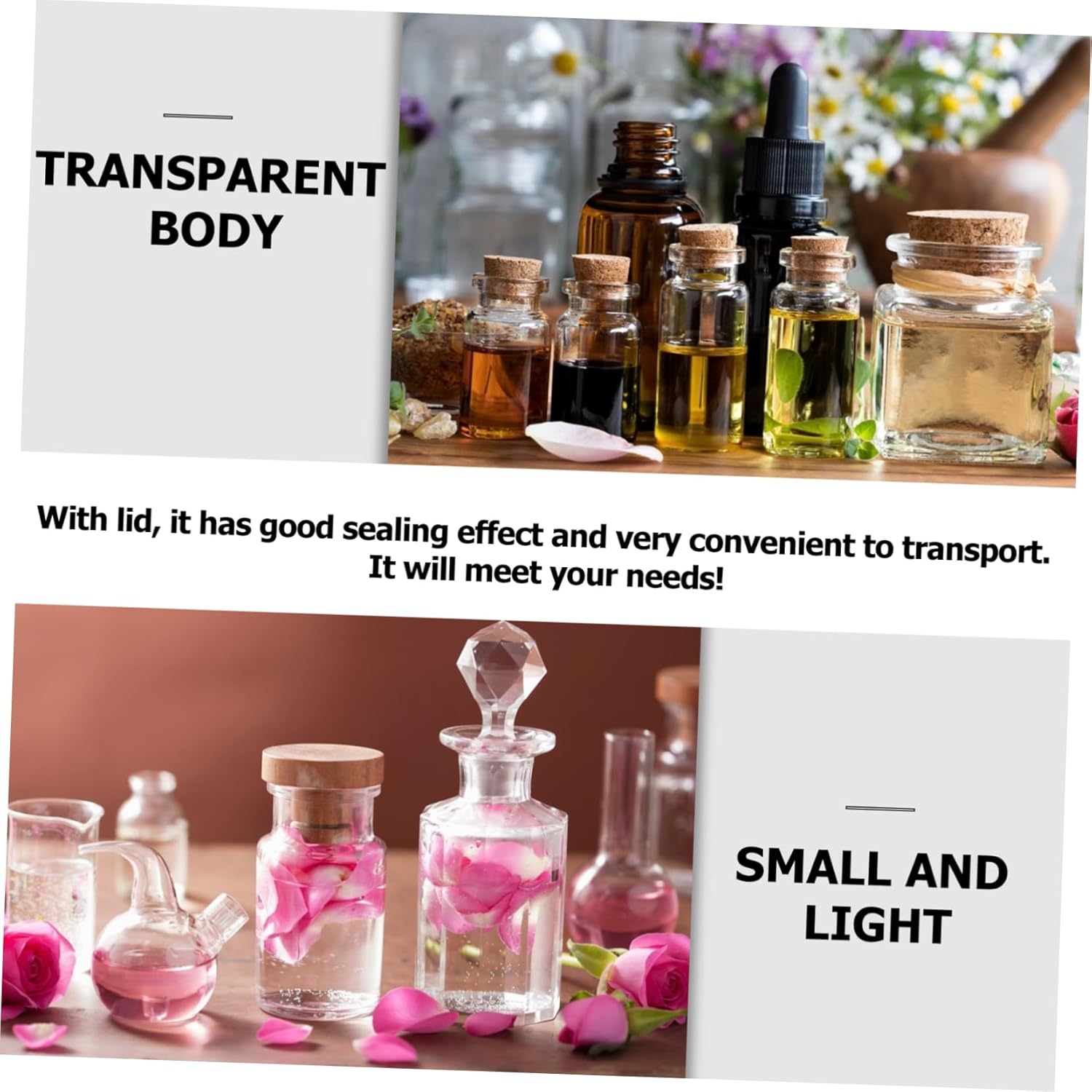 LIFKOME 100pcs Essential Oil Vials Glass Sample Bottles Lids Refillable for Experiments and Storage