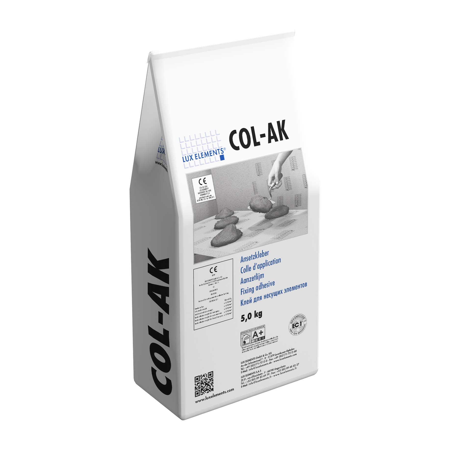 LUX ELEMENTS COL-AK Adhesive 5 kg I Ready Pre-Mixed Dry Mortar for Attaching, Levelling & Bonding Building Panels and Shower Floors I Waterproof
