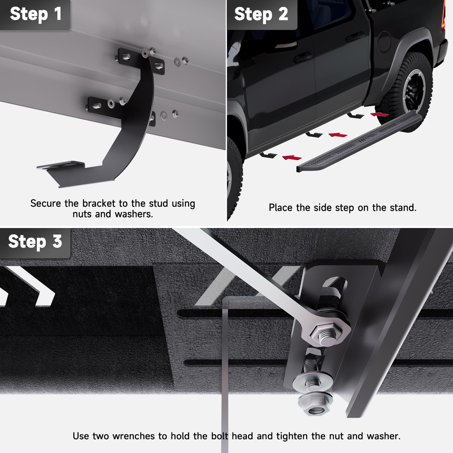 6.5" Running Boards Compatible with 2015-2025 Ford F150&2017-2025 F250 F350 Crew Cab, Side Steps Nerf Bars