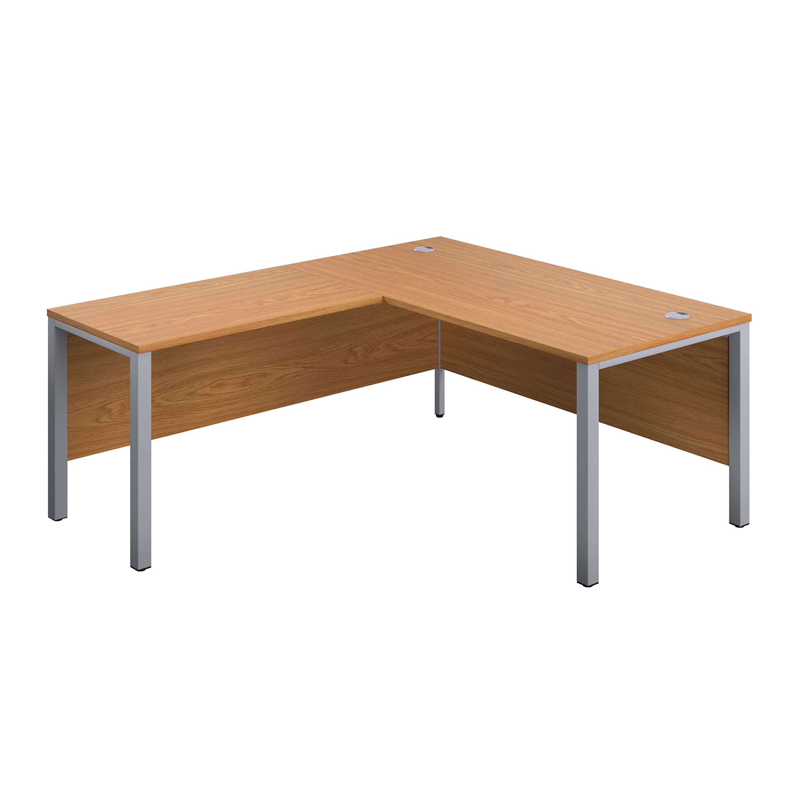 Office Hippo Heavy Duty Corner Office Goalpost Desk with Left Return, Home Office Desk, Filing, PC Desk For Office or Home, 5 Yr Wty, MFC - Oak Top, Silver Legs, 180cm x 180cm