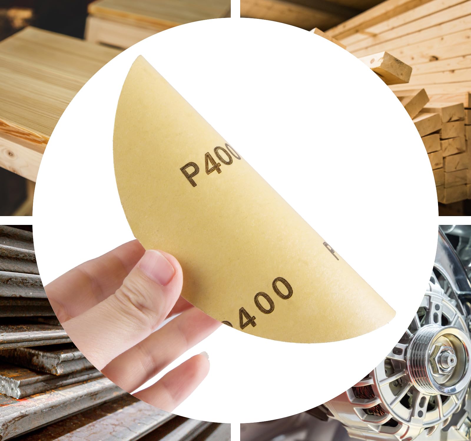 100 dischi PSA da 6 pollici dischi abrasivi autobloccanti 400 grana ossido di alluminio rotondo carta vetrata per levigatrice orbitale
