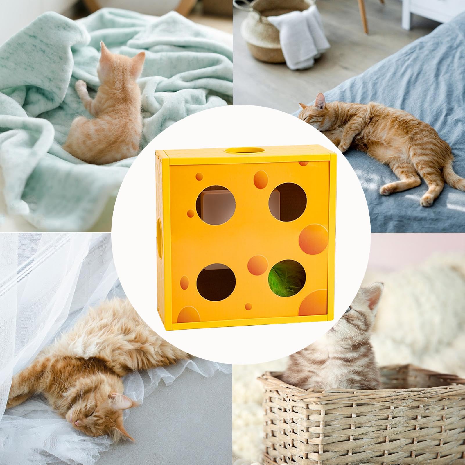 Juguetes para Gatos， Juguetes interactivos de Rompecabezas for Gatos | for Juegos en Interiores Aburrimiento Cumpleaños Sala Estar al Aire Libre Parque(Light Yellow)