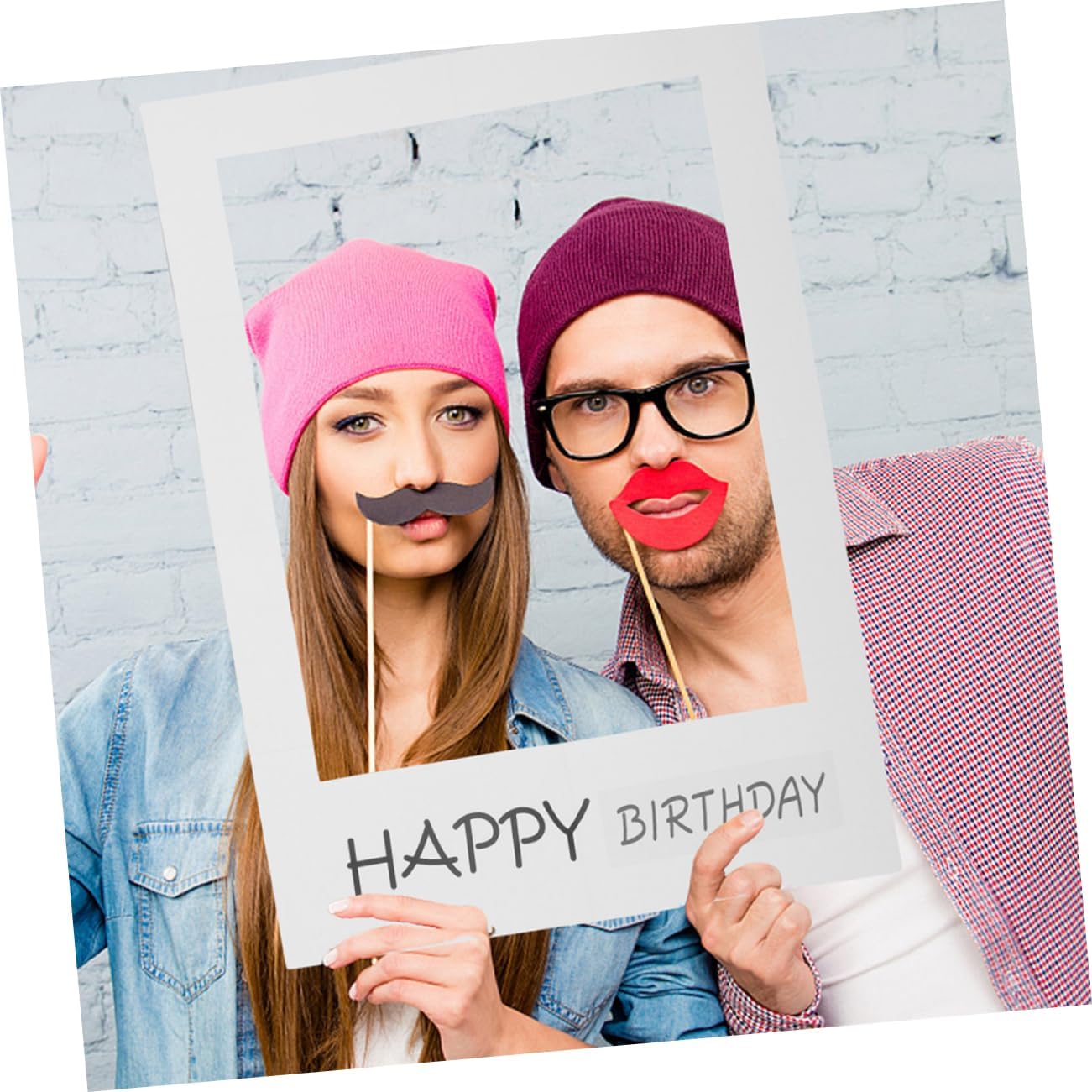 Cabilock 2pcs Happy Birthday Paper Photo Frame Props Unique Birthday Party Supplies for Photo Booth Lightweight and Reusable Decor for Memorable Celebrations