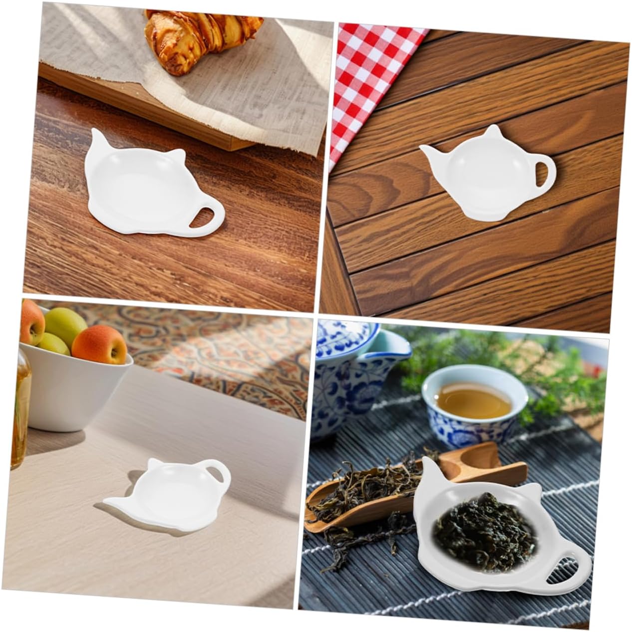 STOBAZA 3pcs Teapot Shaped Ceramic Tea Bag Holder Set Cute for Used Tea Bags Elegant and Functional Kitchen Accessory