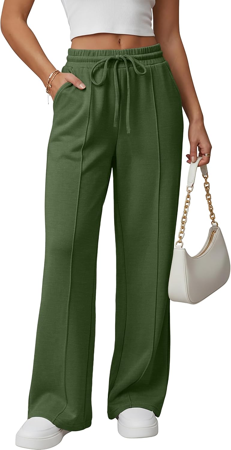 GRECERELLE Sweatpants Women Wide Leg High Waisted Baggy Pants Drawstring Workout Active Joggers Lounge Pants