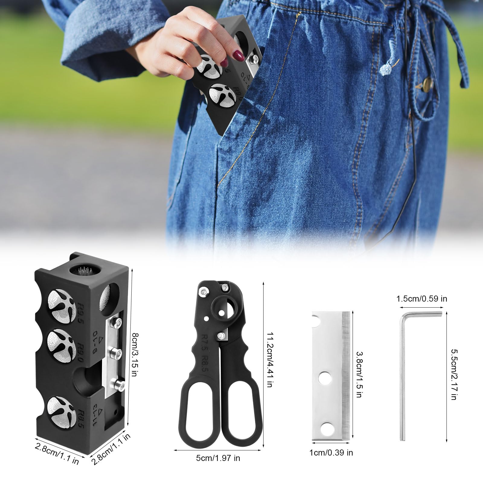 Sagomatore Punte Stecca 10 in 1, Modellatore Punte Stecca da Biliardo con Forbici per Testa Stecca da Biliardo Lame di Ricambio Chiave Esagonale Accessori Biliardo per Appassionati di Biliardo