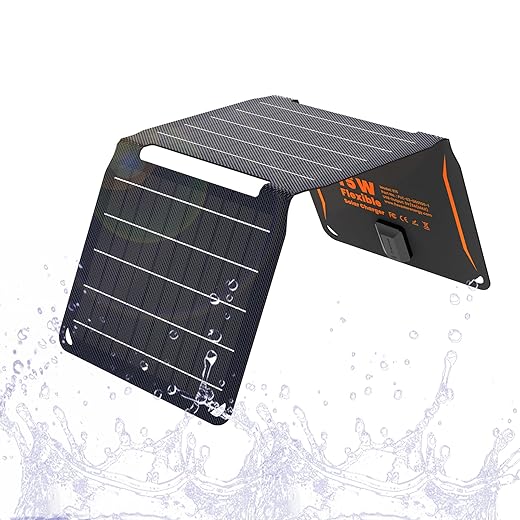 [Upgraded] FlexSolar 15W Small Solar Panel Charger 5V USB Output ETFE Lightweight Foldable Portable Powerfilm Energy IP67 Waterproof Emergency Camping Hiking Backpacking for Cell Phones Fans