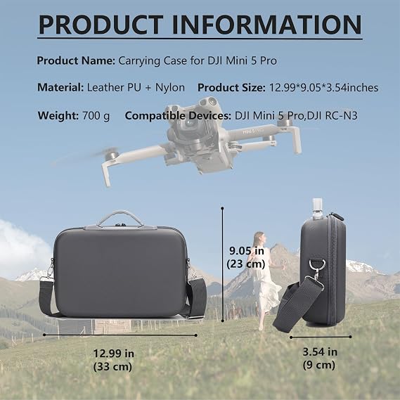 Mini 5 Pro Case-Portable Hard Shell Travel Carrying case for DJI Mini 5 Pro Fly More Combo and Accessories