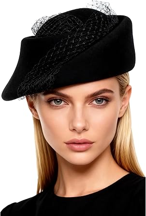 Small Top Hats for Women Elegant Winter Vintage Beret Wool Felt Fedoras Ladies Luxury Wedding and Church Cap Female