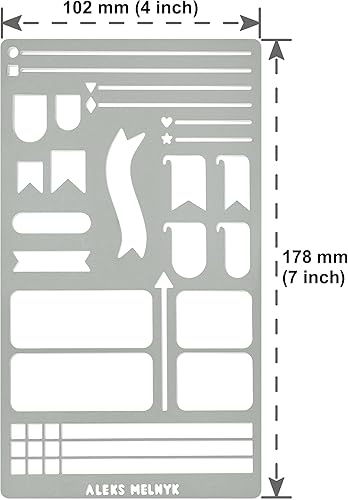 Miniatura 4 de Aleks Melnyk Plantilla de diario de bala metálica No.62 – Plantilla reutilizable de acero inoxidable para planificador, álbumes de recortes,