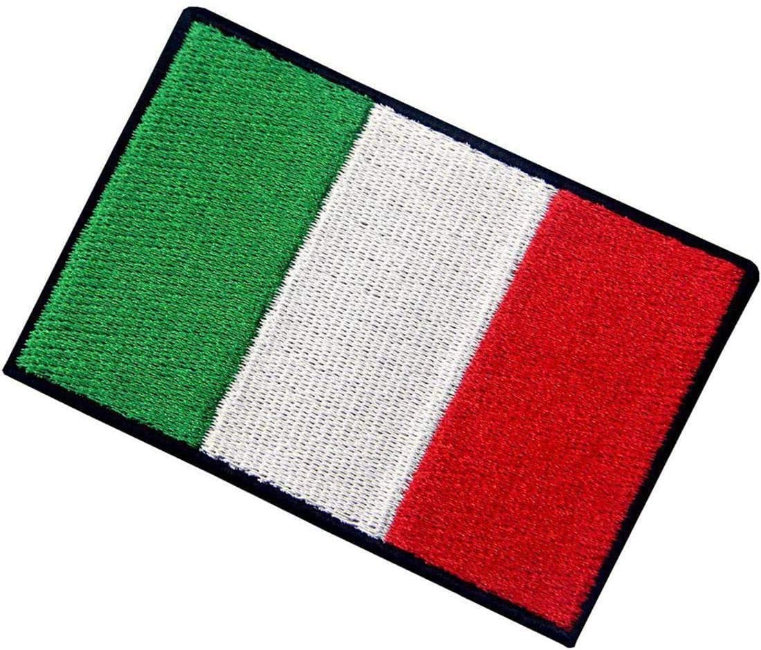 Toppa rotonda con bandiera italiana, 6 cm, ricamata termoadesiva o da cucire, emblema militare tattico per giacche, zaini, cappelli, gilet e abbigliamento, toppa circolare con bandiera nazionale
