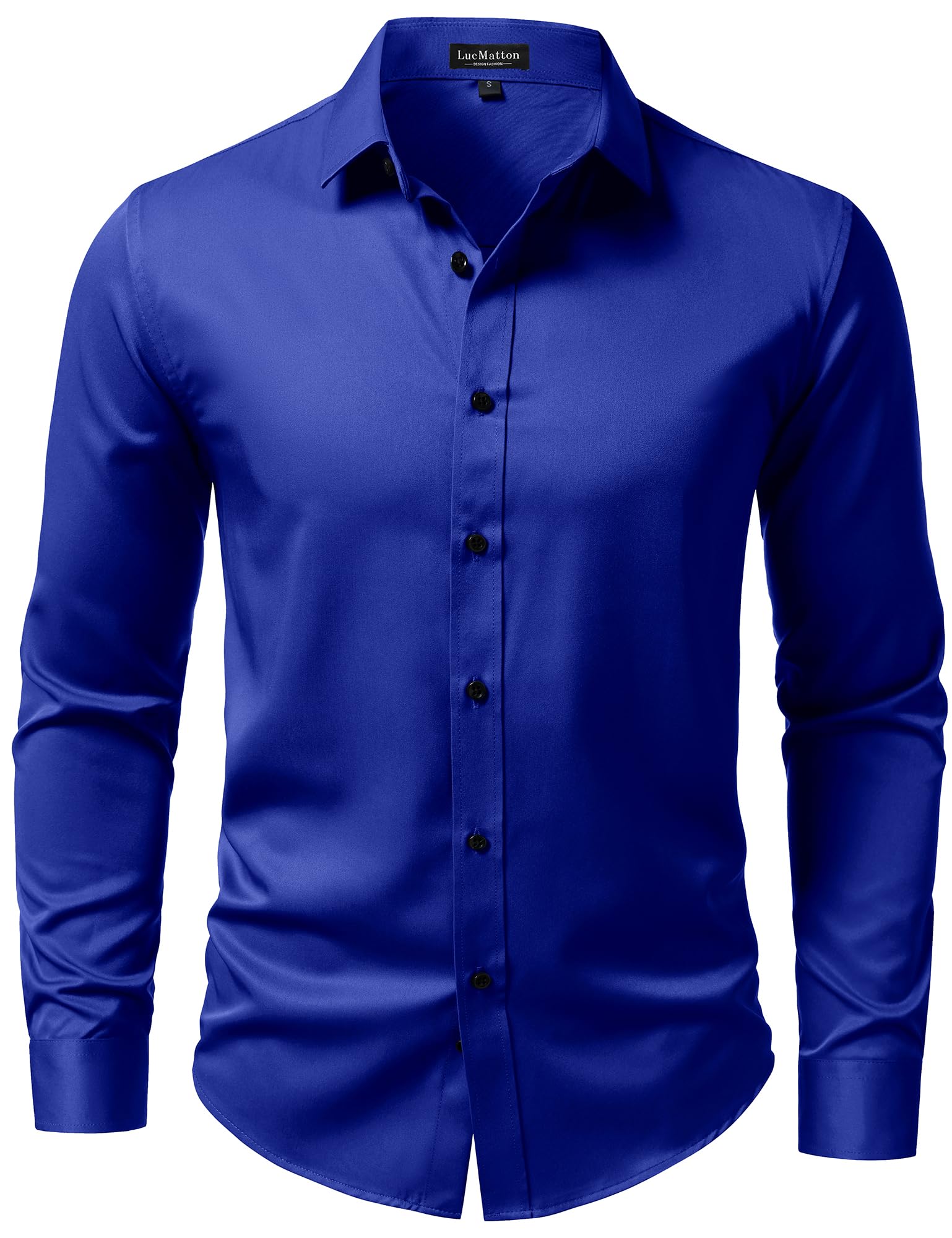LucMatton Men's Long Sleeve Button Up Dress Shirt