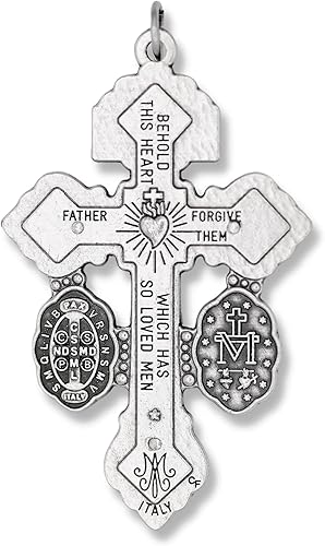 Miniatura 3 de Paquete a granel de 25 Crucifijos de indulgencia de indulgencia de triple amenaza para hacer rosario con medalla de San Benito y medalla milagrosa,