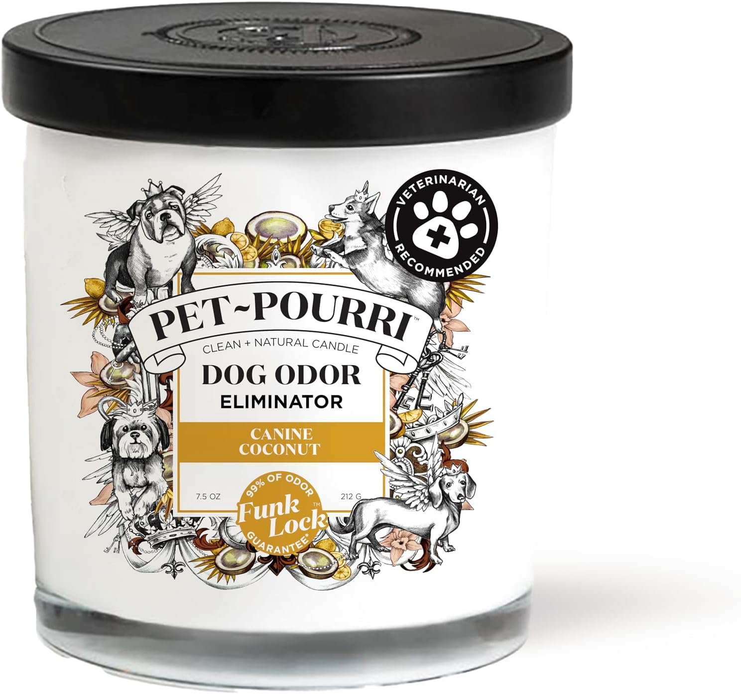 Poo-Pourri Pet Odor Eliminator Candle, Canine Coconut, 7.5 Oz - Coconut (Veterinarian Recommended)