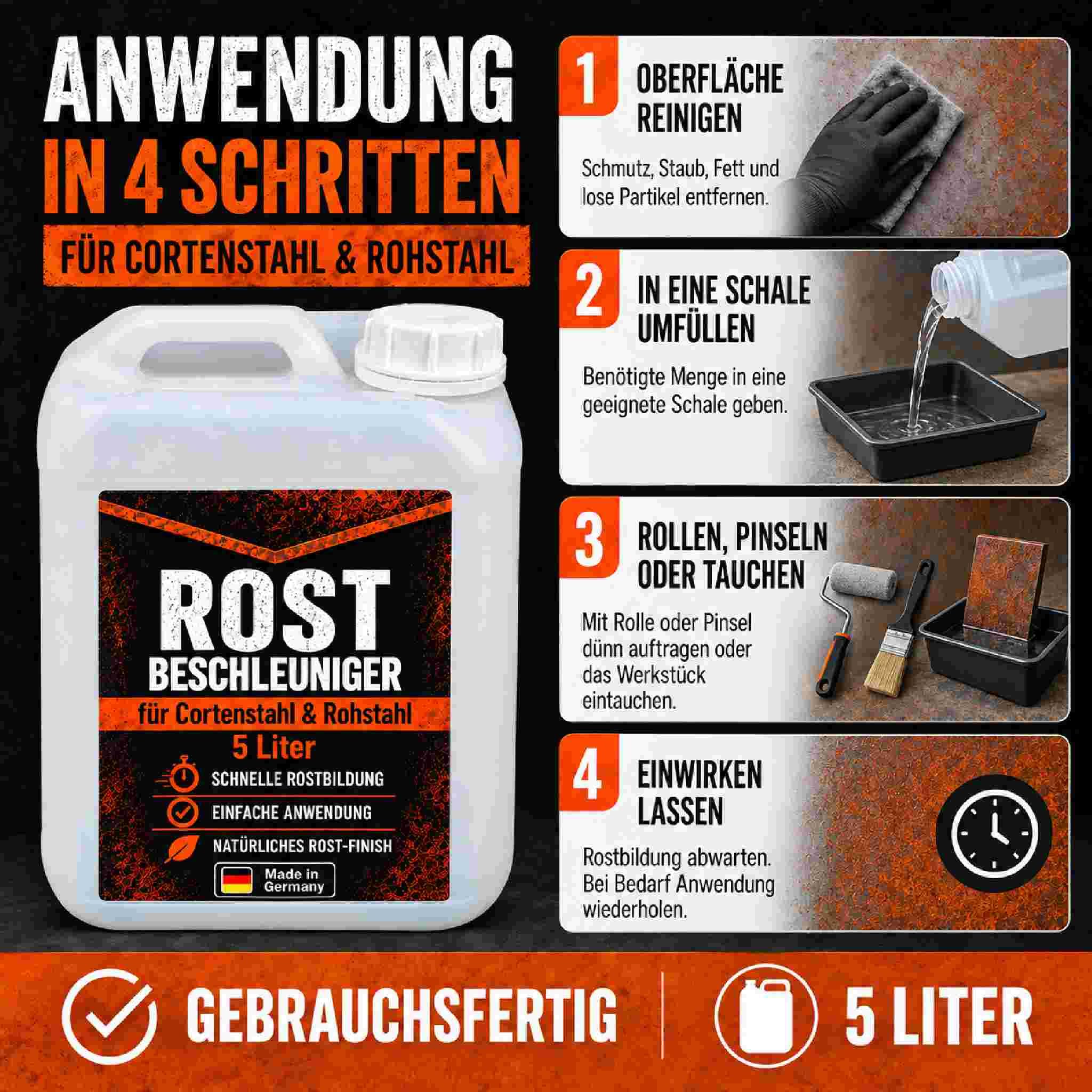 Feuerfest 123 GmbH Accélérateur de rouille 5 l pour métaux oxydés