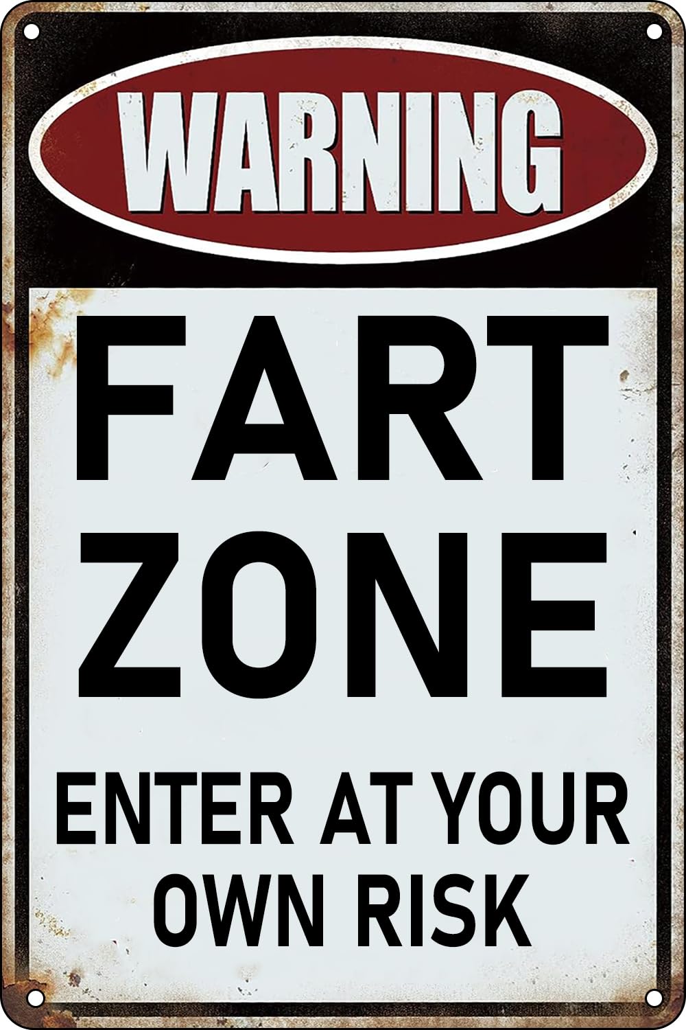 Kueprae A1550 Funny Warning Metal Tin Signs Fart Zone Enter At Your Own Risk Sign For Business Home Bar Room Garage Garden Man Cave Funny Alert Style Wall Decor 12X8 Inch