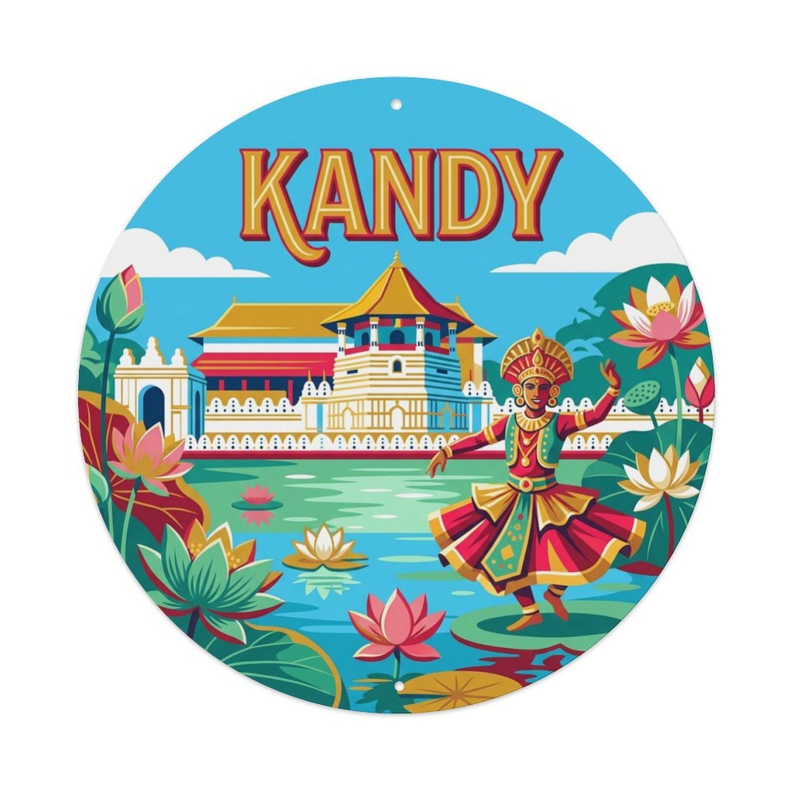 Retro Travel Sri Lanka Kandy Metal Tin Sign