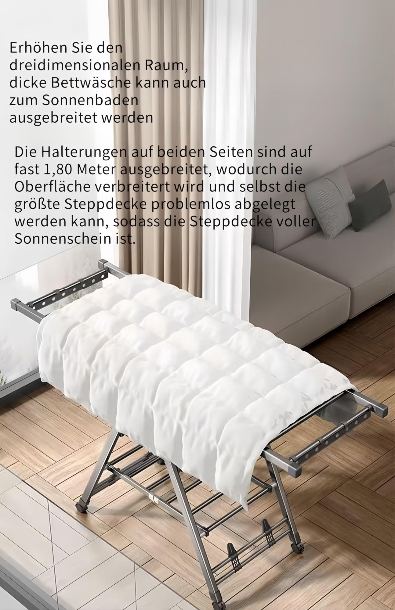 Stendibiancheria retrattile pieghevole, salvaspazio, per interni/esterni, perfetto per soggiorno, camera da letto, balcone, 1,6 m