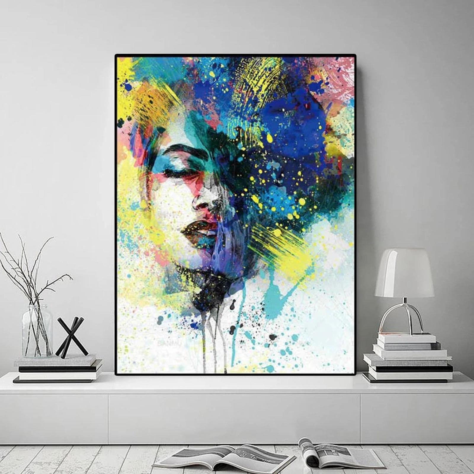 Amazon.co.jp: カラフルなアフリカの抽象的な女性の写真キャンバス絵画