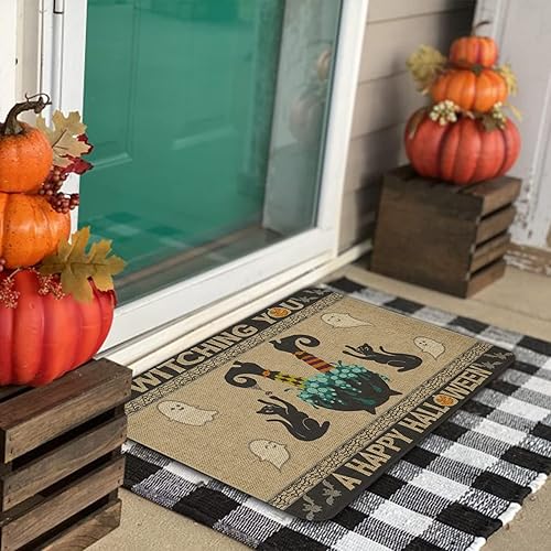 Miniatura 2 de Tapete de puerta de Halloween de 30 x 17 pulgadas Witching You A Happy Halloween, tapete de entrada para interiores y exteriores, tapete