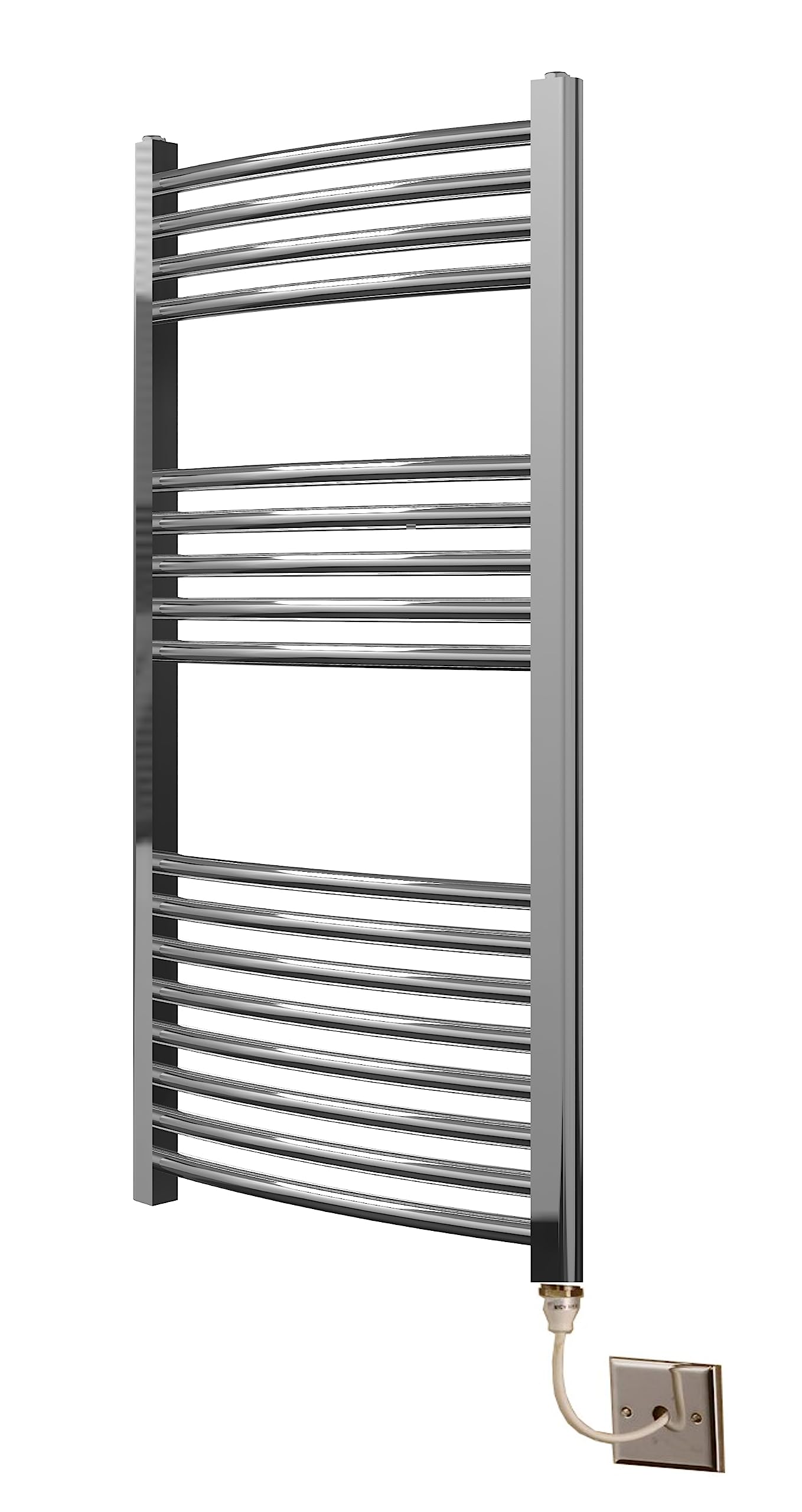 Greened House Chrome Electric Heated Towel Rail Curved 500mm W x 1000mm H