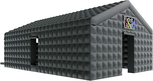 Miniatura 8 de Albott Tienda de campaña inflable grande de 30 x 20 x 14 pies para adultos, kiosco inflable portátil negro con 2 puertas laterales y área de