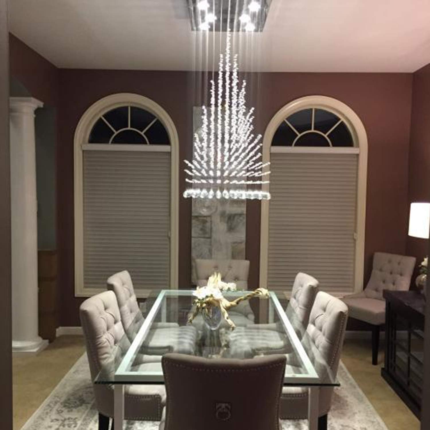 Amazon Crazy 🔥 Deals SILJOY Modern Rectangle Crystal Chandelier Rectangular Raindrop Flush Mount Ceiling Light Fixture for Dining Room Kitchen Island L 40 X W 20 X H 36