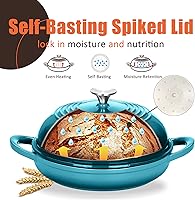 Vista 4 de Horno de Pan Redondo de Hierro Fundido Esmaltado, Horno Holandés de Hierro Fundido de 6 Qt para Hornear Pan Casero de Masa Madre, Olla de Cúpula