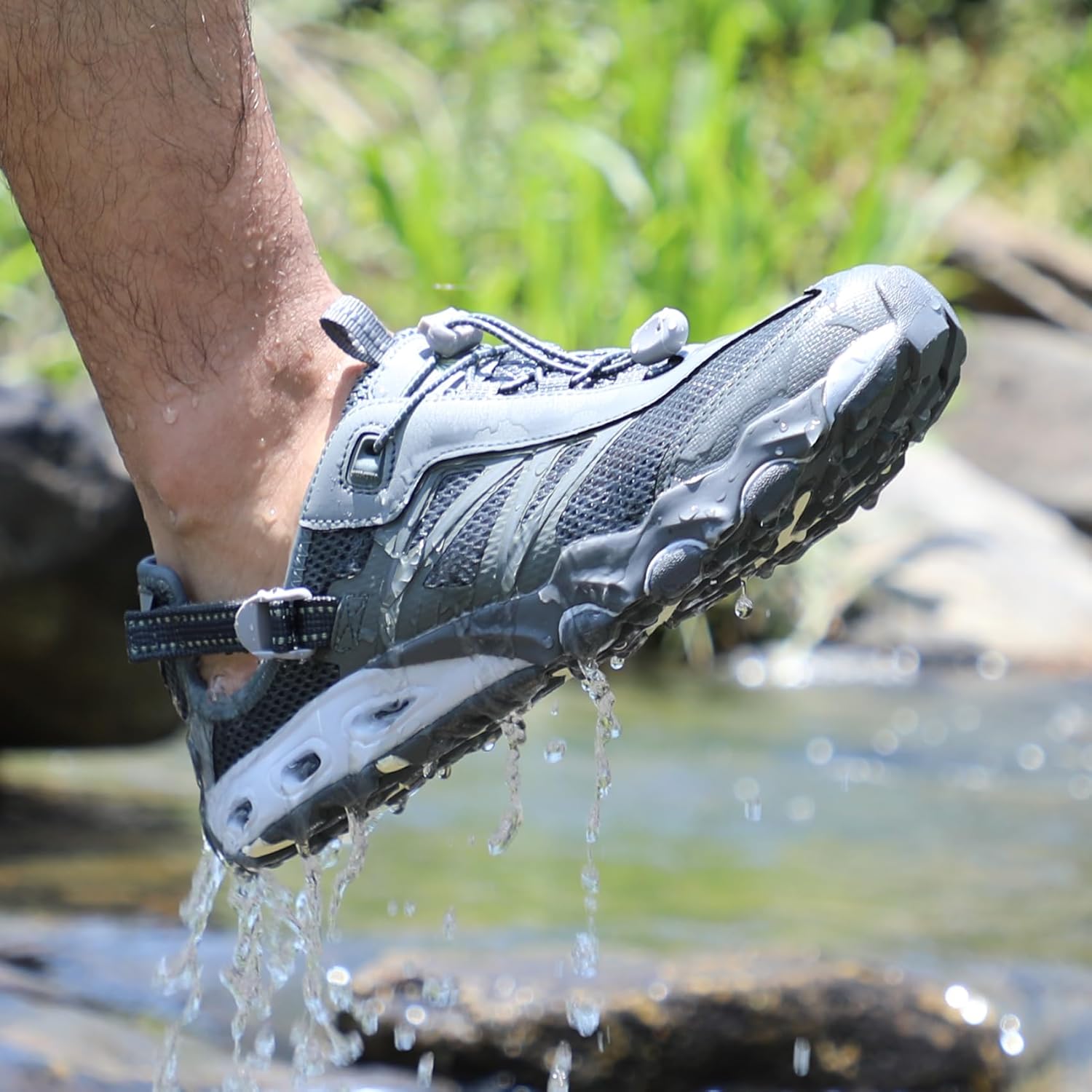 HUMTTO Water Shoes Men, Quick Dry Outdoor Sports Barefoot Shoes Non-Slip Aqua Hiking Sandals for Summer Swimming, Surfing, Kayaking, Diving – Pool, Beach, Lake & River Black 7.5 - Image 5