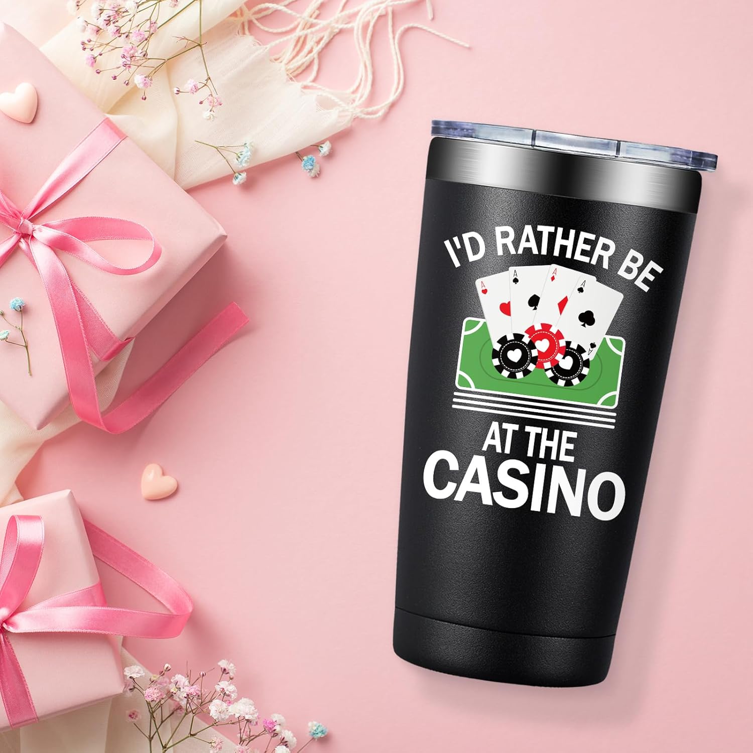 BIRGILT Gambling Gifts for Men, Women - Casino Gifts for Christmas - Funny Poker Gift for Poker Players - I'd Rather Be at the Casino Tumbler 20oz - Image 8