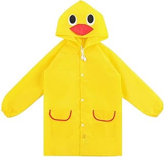 Unisex EVA Hooded Rain Coats for Kids Waterproof Kids Funny Raincoat Children Cartoon Rain Coat Jacket Raincoat Suit 3-8 Years 90-130cm Frosted Thick Foldable Rainwear Rain Poncho Yellow