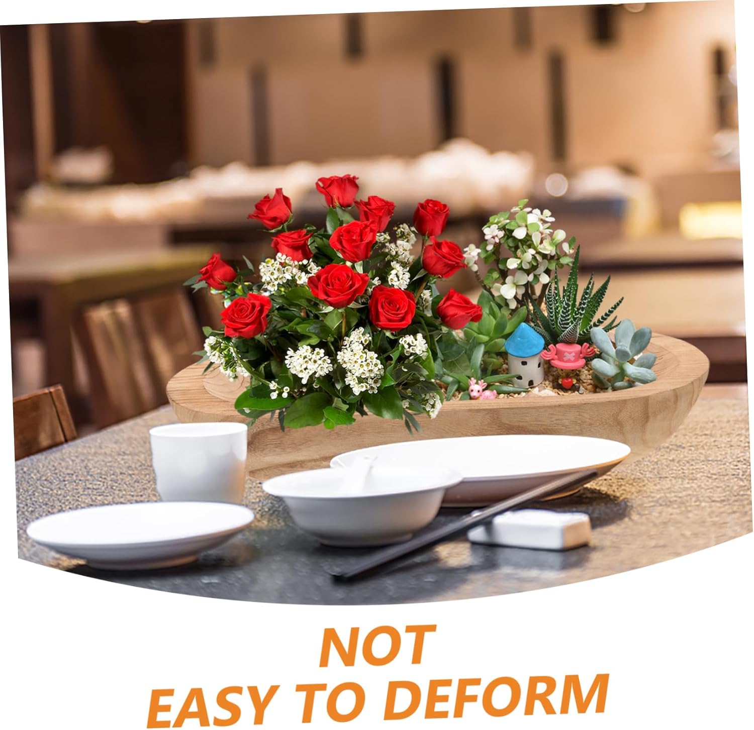 PRETYZOOM Wooden Dough Bowl Decorative Serving Bowl for Farmhouse Style Decor Table Centerpiece