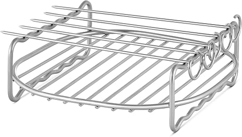 3hproducts - Estante multiusos XL de doble capa compatible con freidoras de aire de más de 5.5 cuartos de galón con 5 pinchos