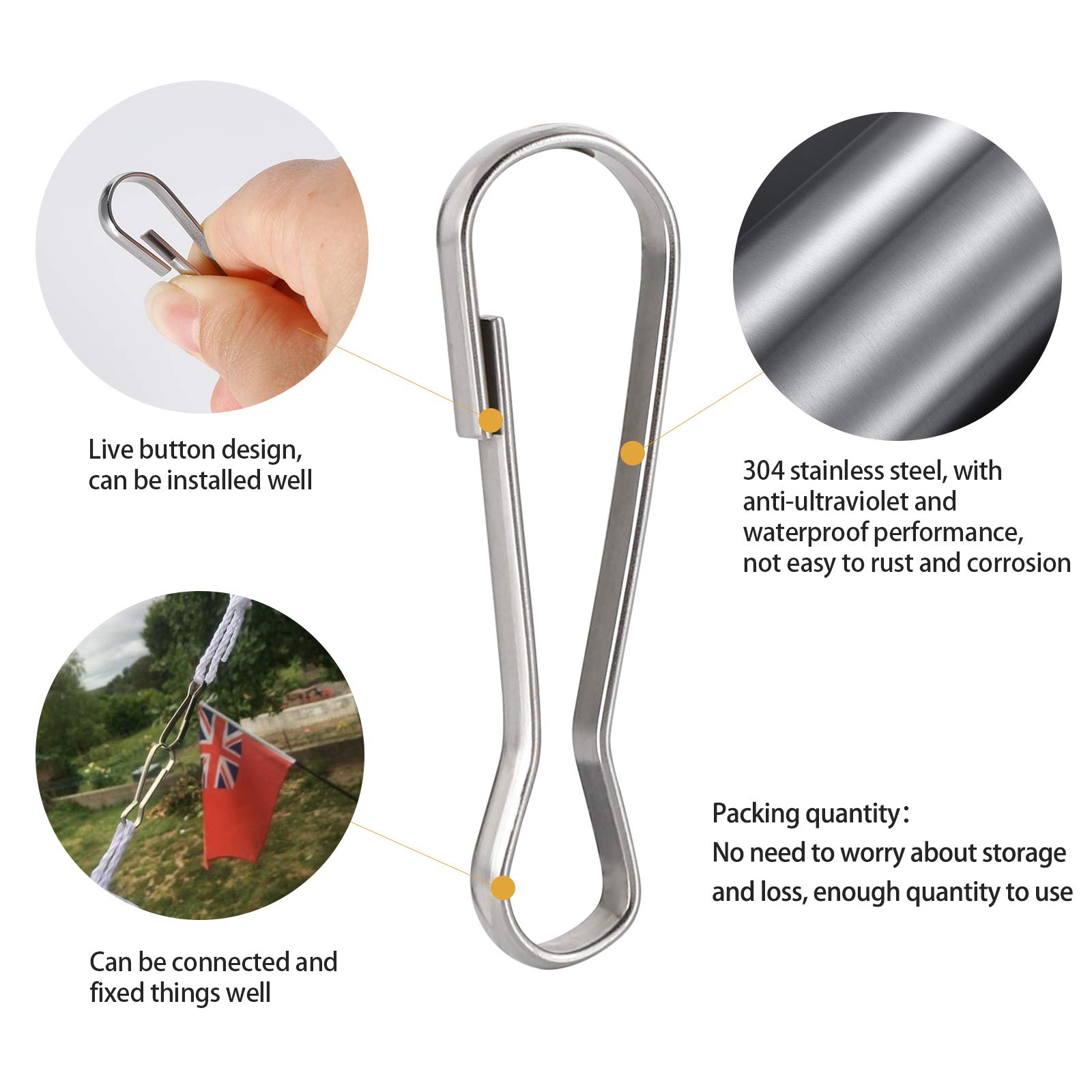 Flag Pole Replacement Rings – Set Of 3 (Carabiner Clips/Hooks Not Included) 3 thumbnail image