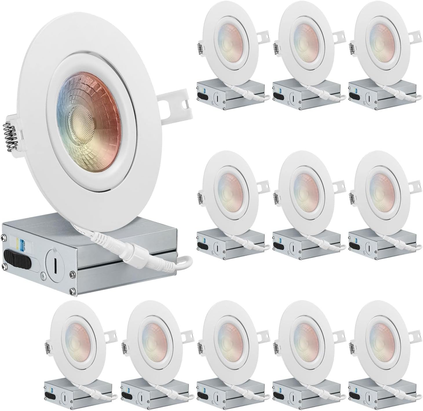 QPLUS Gimbal Recessed LED Pot Lights, 4 inch 4CCT led recessed Ultra