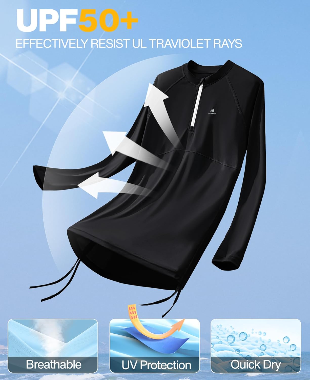 Heathyoga Rash Guard for Women UPF 50+ UV Sun Protection Swim Shirt for Woman Long Sleeve Swimsuits Bathing Suit Tops - Image 4