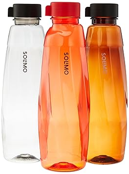 Amazon Brand - Solimo Water Bottles | Set of 3 | 1 L | Break Proof | Freezer Safe | BPA Free | Leak Proof | Polypropylene | Zeta, Multicolor - image, photos