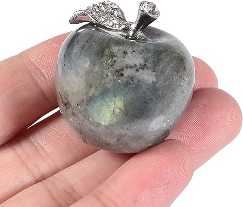 Estatua de manzana de piedra lunar natural, escultura de cristal curativo, adorno para el hogar, decoración de boda, 1 pulgada