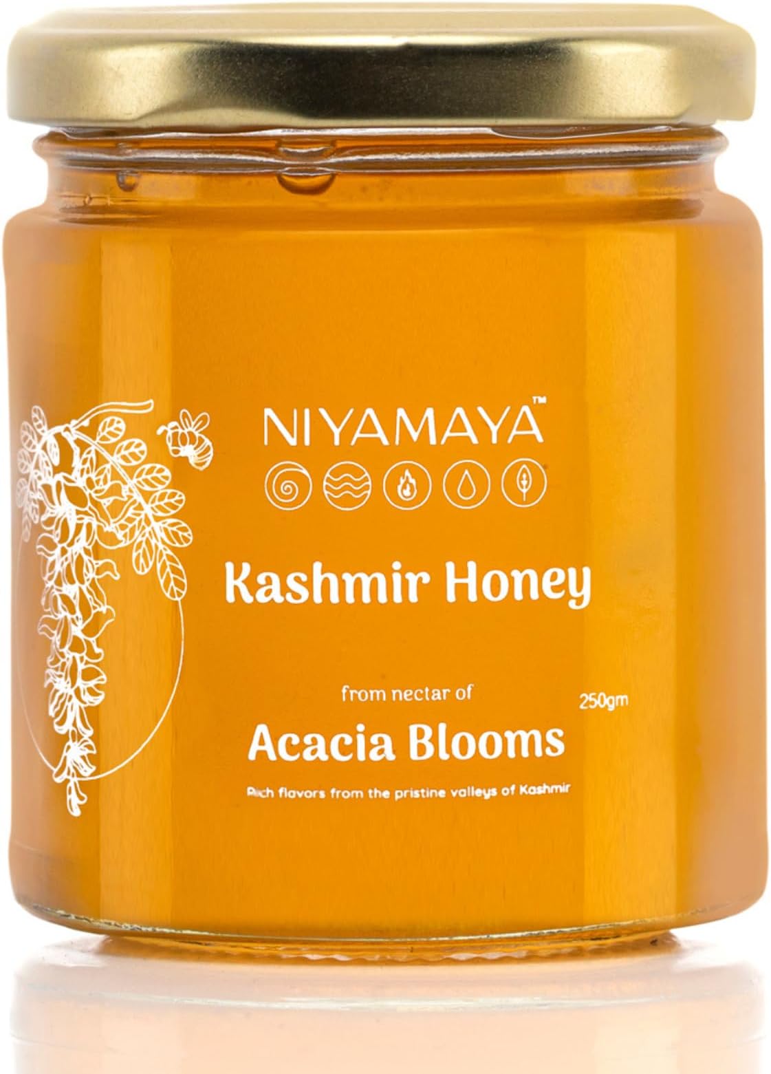 NIYAMAYA Kashmir Acacia Honey 250 gm | 100% Pure Honey Original Raw Honey Unprocessed Natural Kashmir Acacia honey | No Sugar No Adulteration Honey in Fresh