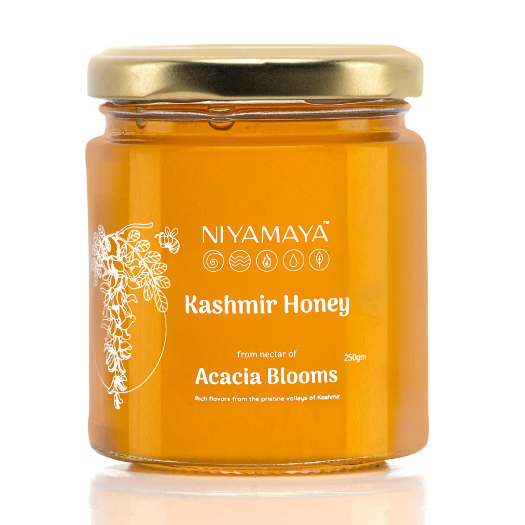NIYAMAYA Kashmir Acacia Honey 250 gm | 100% Pure Honey Original Raw Honey Unprocessed Natural Kashmir Acacia honey | No Sugar No Adulteration Honey in Fresh