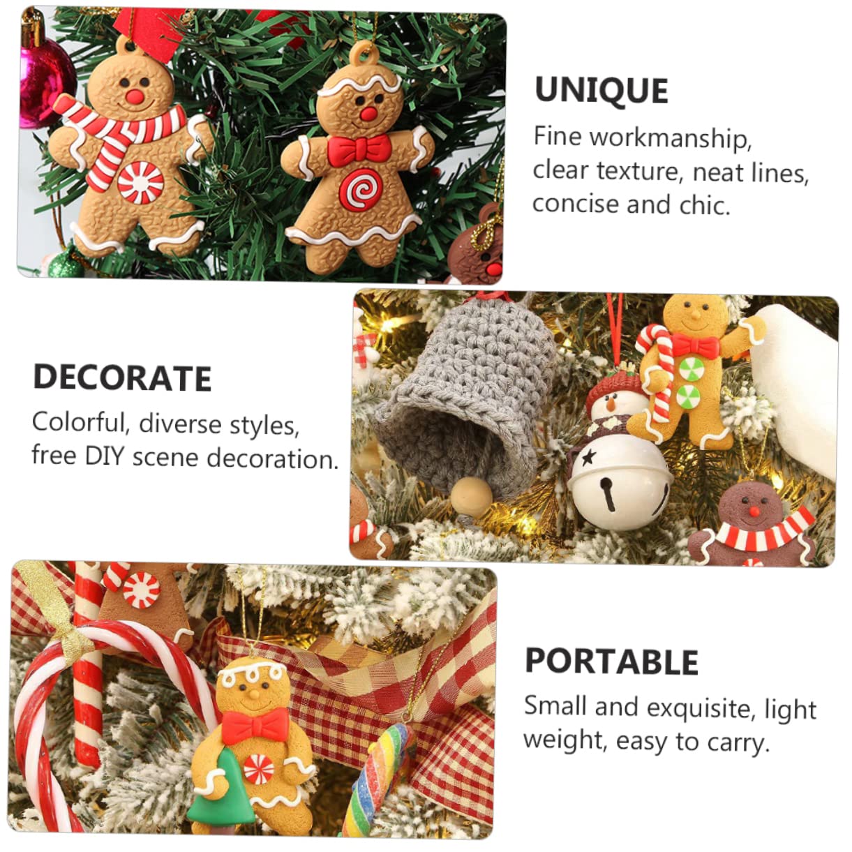 Cabilock 24 Piezas Adornos Colgantes para Árbol de Navidad PVC con Diseño de Hombre de Jengibre para Decoración Festiva