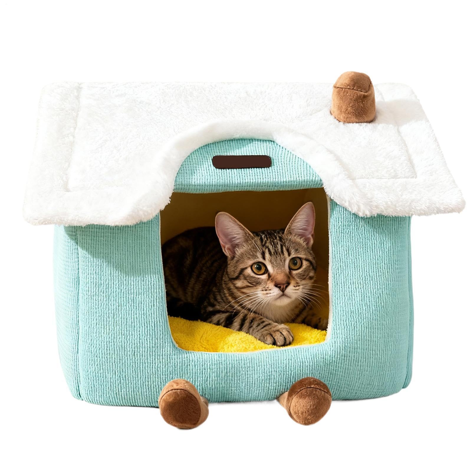 Lit caverne pour chat chaud et antidérapant pour éviter les courants d'air en appartement