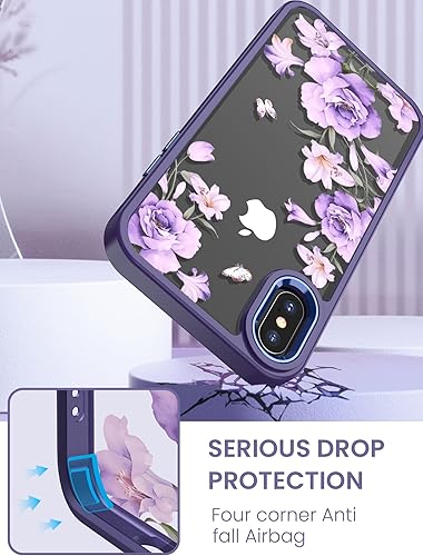 Miniatura 7 de Dretal Funda para iPhone X, iPhone Xs, probada en caídas de grado militar, parte trasera dura y borde suave, funda protectora de teléfono para