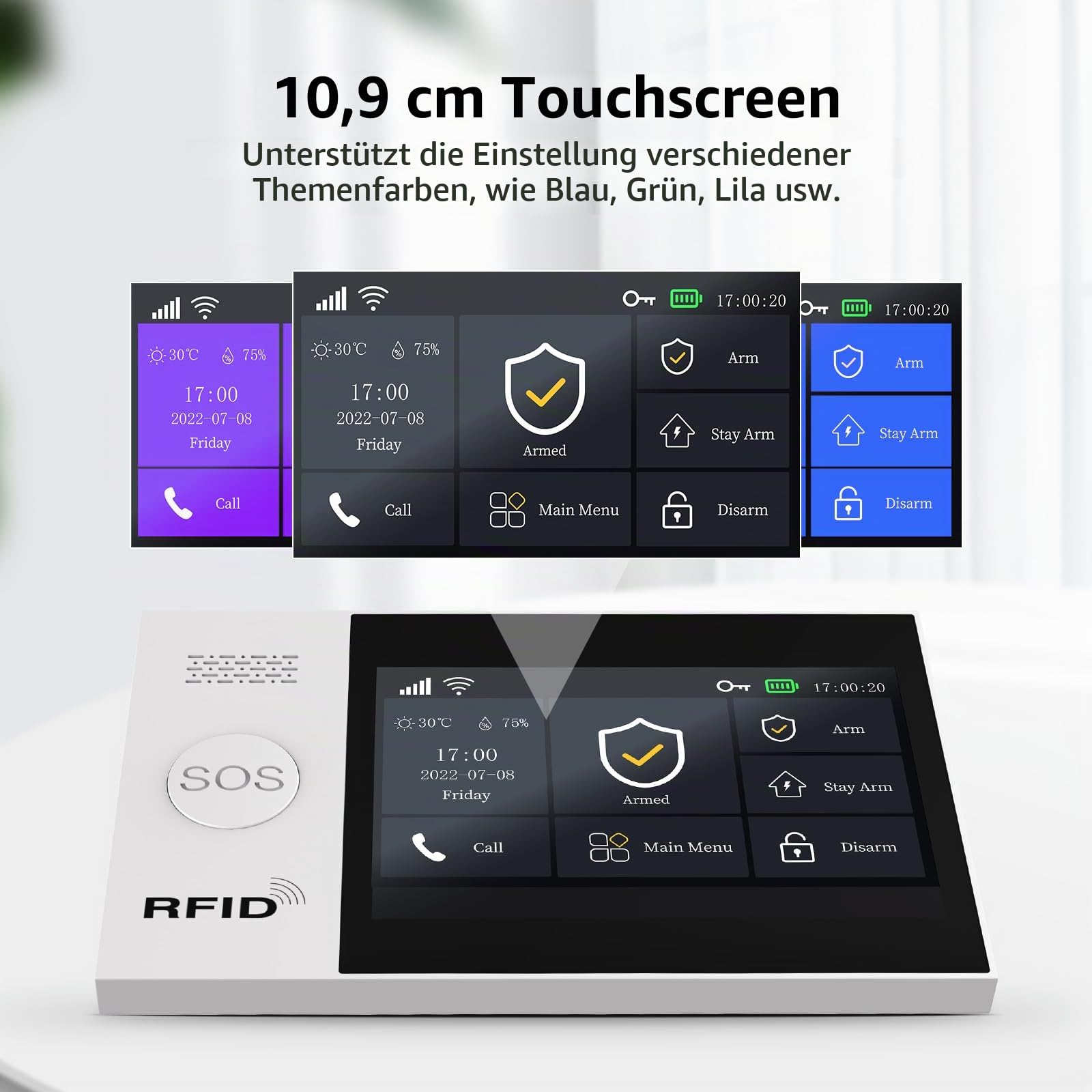 XNY Voller Touchscreen Funk Alarmanlage Haus, Haus Alarmanlage Komplett Set, GSM WLAN Alarmanlage Wohnung mit APP Alarm, 8-Stück-Kit (Fenster Tür Sensoren, Bewegungsmelder, Fernbedienungen, Sirene)