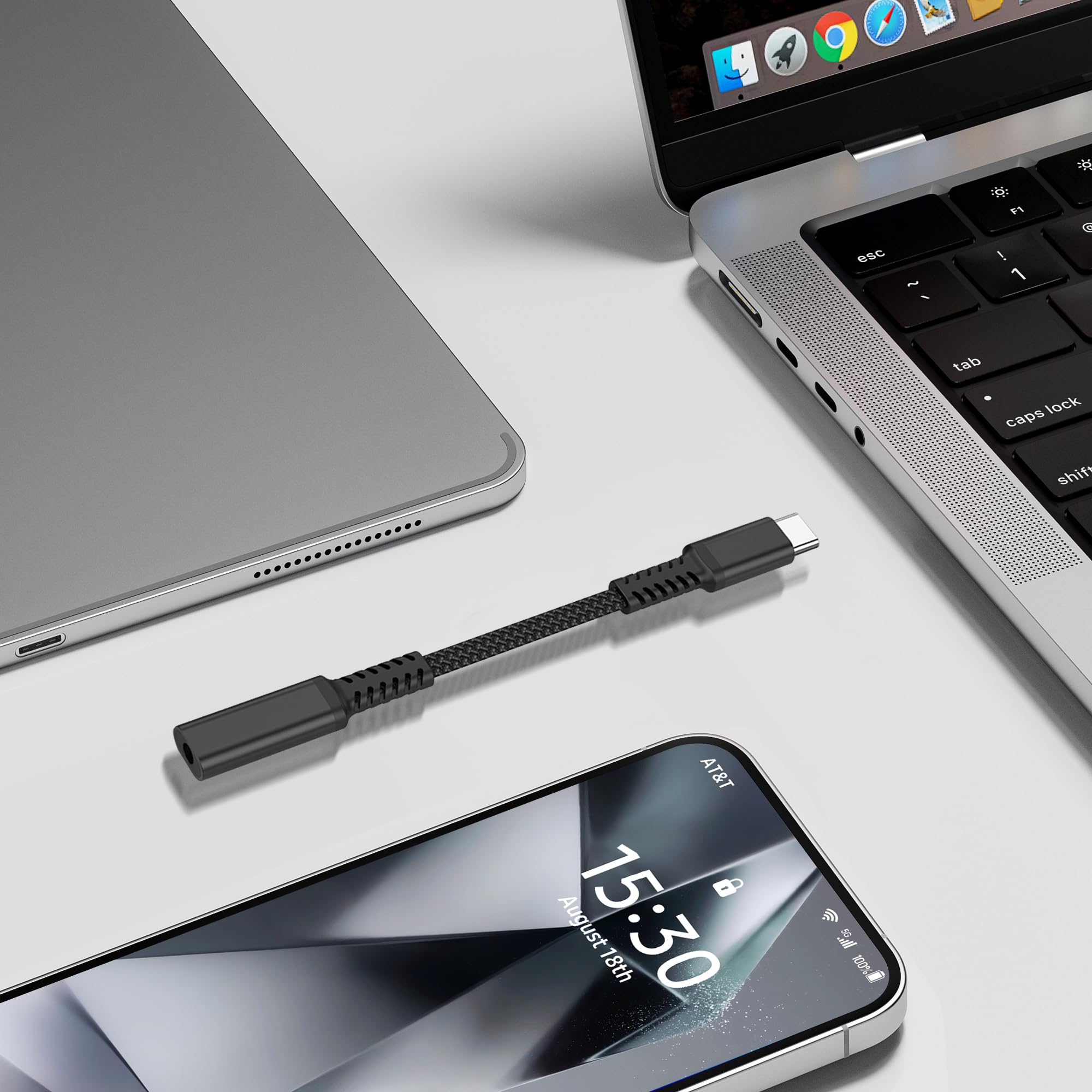 HATMINI Cavo per cuffie da 90 gradi USB C a 3,5 mm, convertitore dongle audio ausiliario da 90 gradi Tipo C maschio a 3,5 mm femmina, per dispositivi con interfaccia Tipo C