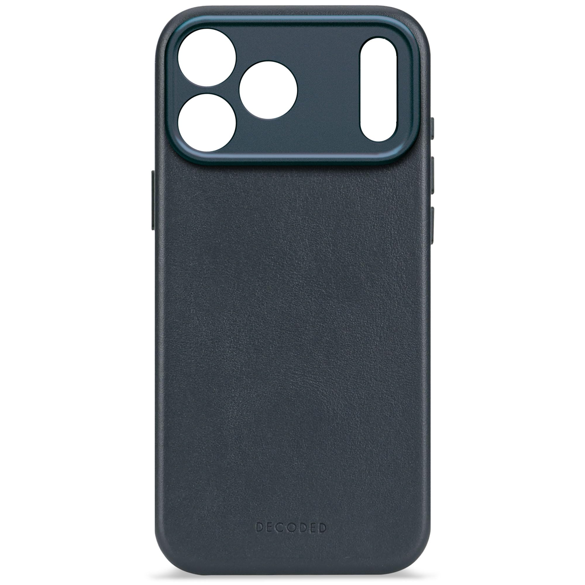 Decoded Lederhülle für iPhone 17 Pro Max, Premium ECCO Leder, MagSafe Kompatibel, Vollständiger Kameraschutz, Metalltasten, Stoßfest, Kratzfest, Glas Kamera Taste, Marineblau